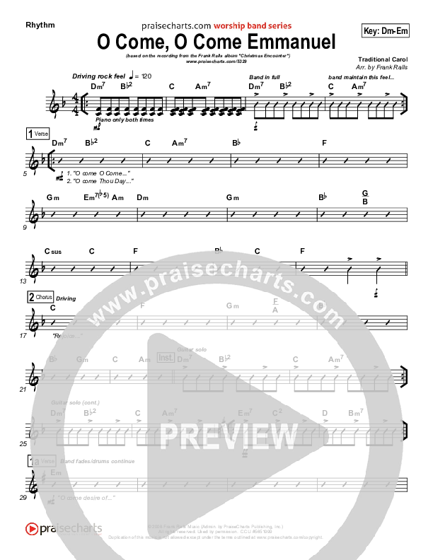 O Come O Come Emmanuel Rhythm Chart (Frank Ralls)