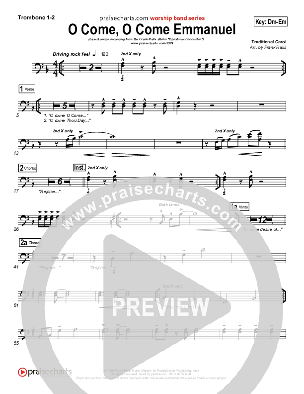 O Come O Come Emmanuel Trombone 1/2 (Frank Ralls)