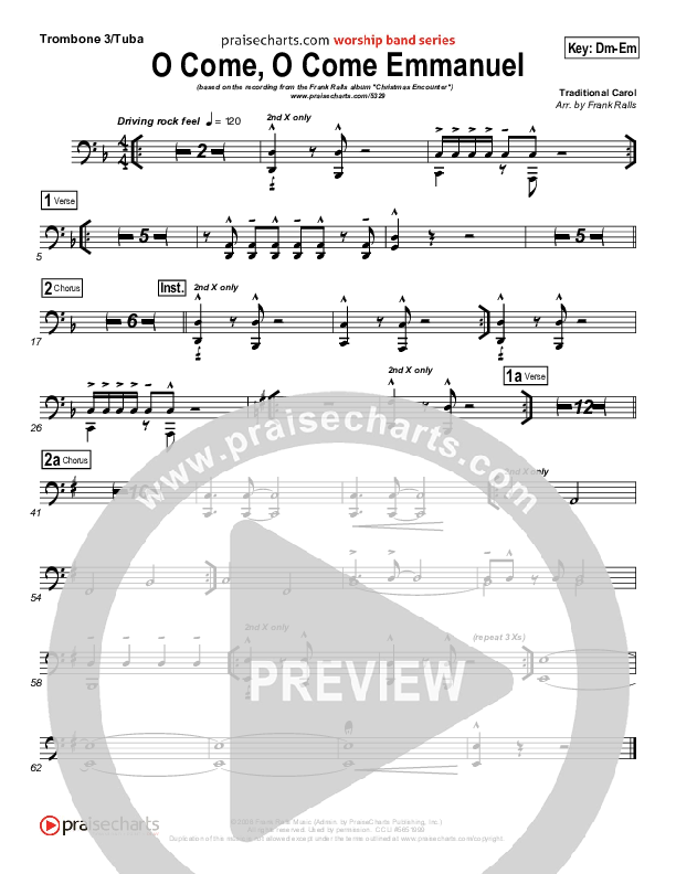 O Come O Come Emmanuel Trombone 3 (Frank Ralls)