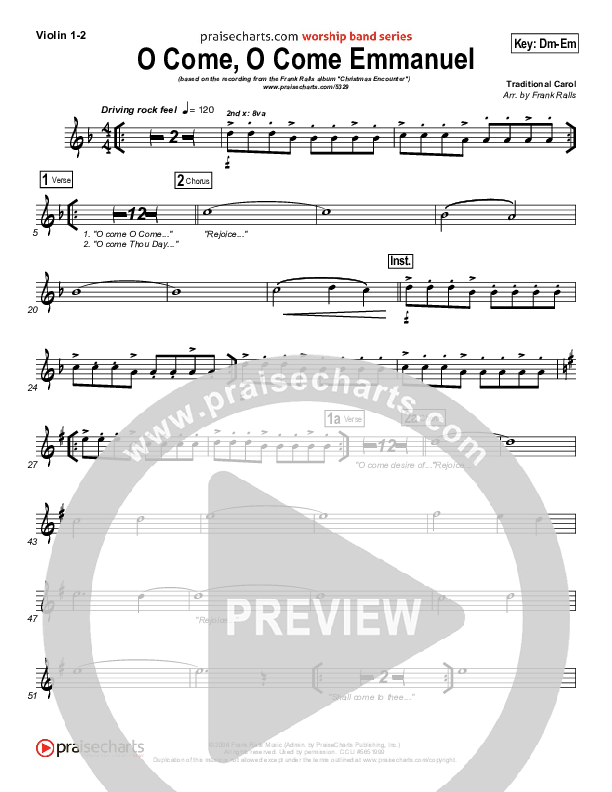 O Come O Come Emmanuel Violin 1/2 (Frank Ralls)