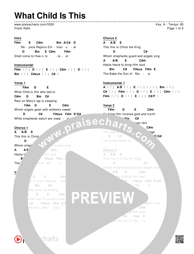 What Child Is This Chords & Lyrics (Frank Ralls)