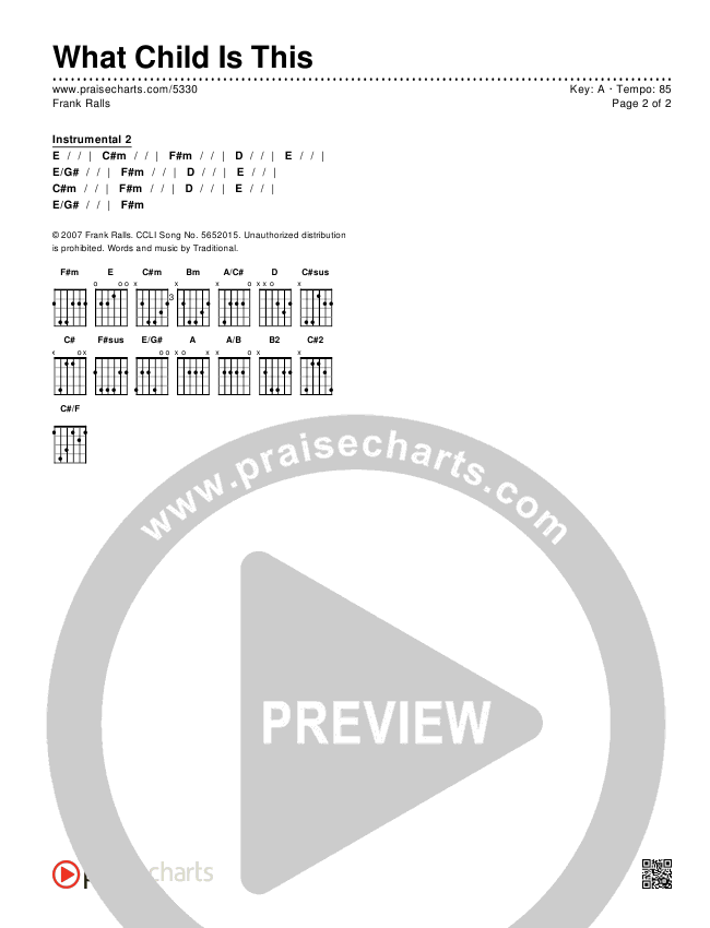 What Child Is This Chords & Lyrics (Frank Ralls)