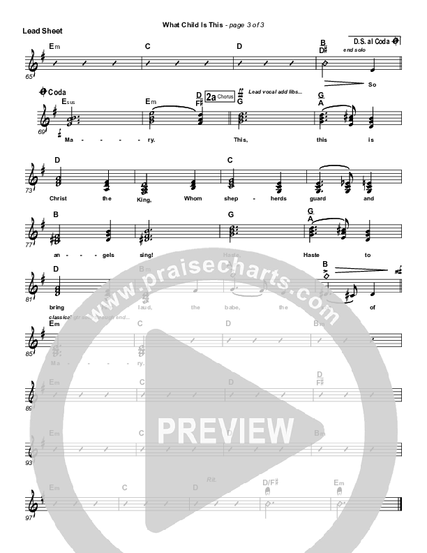 What Child Is This Lead Sheet (Frank Ralls)