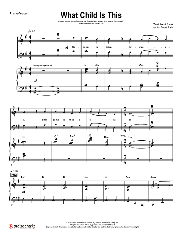 What Child Is This Piano/Vocal (Frank Ralls)