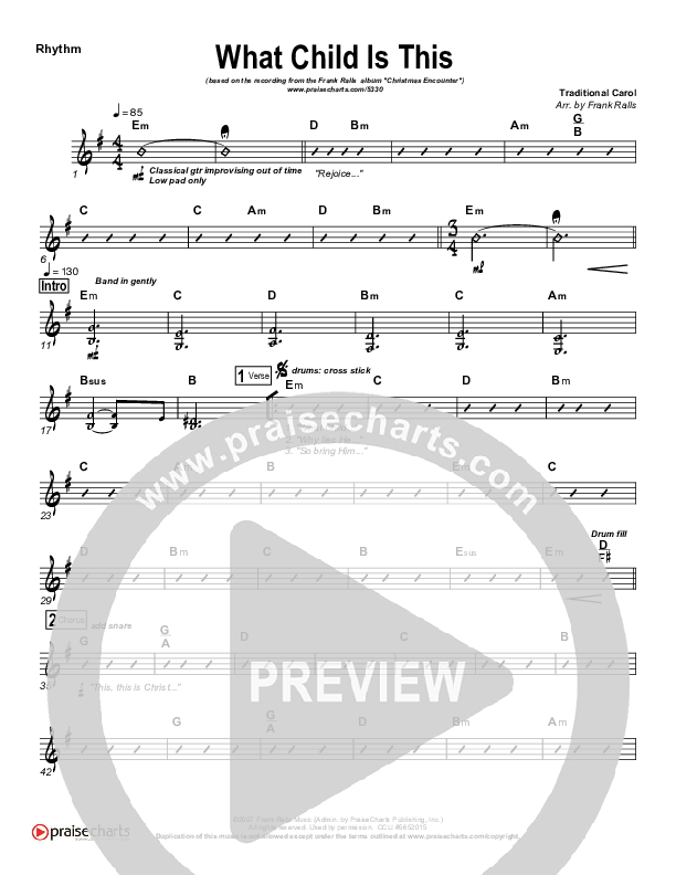 What Child Is This Rhythm Chart (Frank Ralls)