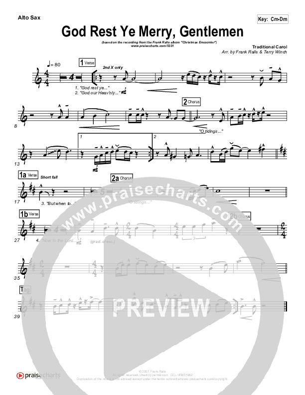 God Rest Ye Merry Gentlemen Alto Sax (Frank Ralls)