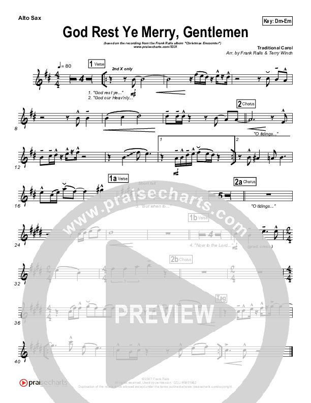 God Rest Ye Merry Gentlemen Alto Sax (Frank Ralls)