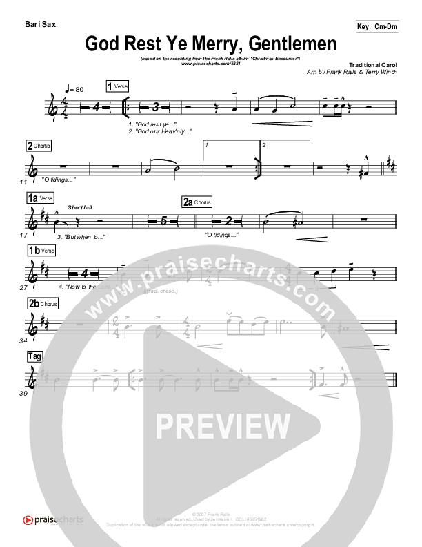 God Rest Ye Merry Gentlemen Bari Sax (Frank Ralls)