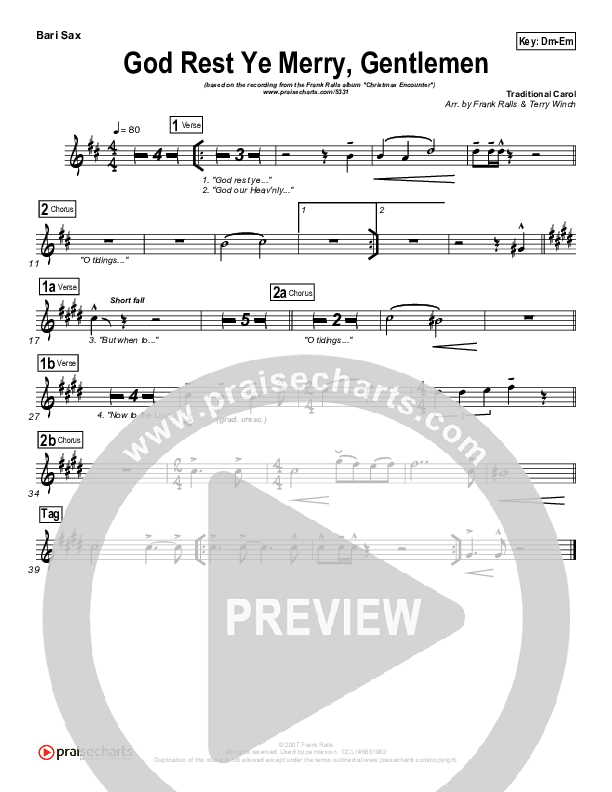 God Rest Ye Merry Gentlemen Bari Sax (Frank Ralls)