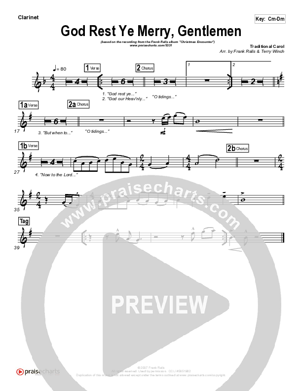 God Rest Ye Merry Gentlemen Clarinet (Frank Ralls)