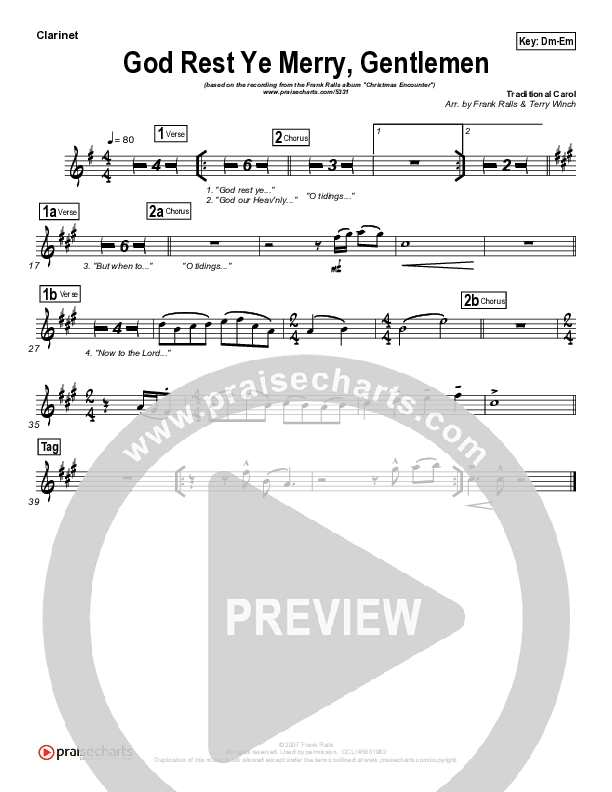 God Rest Ye Merry Gentlemen Clarinet (Frank Ralls)