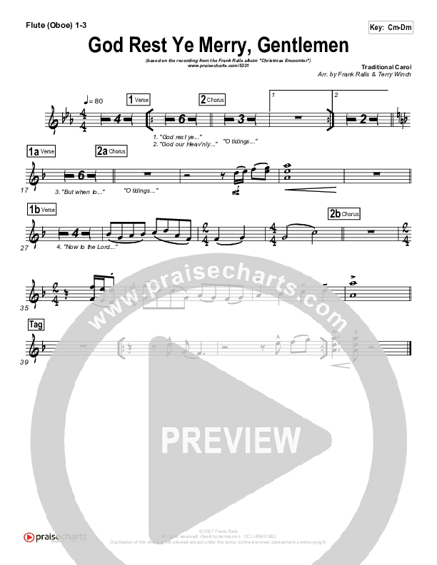 God Rest Ye Merry Gentlemen Flute/Oboe 1/2/3 (Frank Ralls)