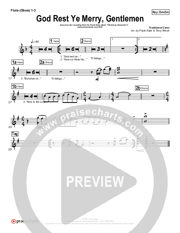 God Rest Ye Merry Gentlemen Flute/Oboe 1/2/3 (Frank Ralls)