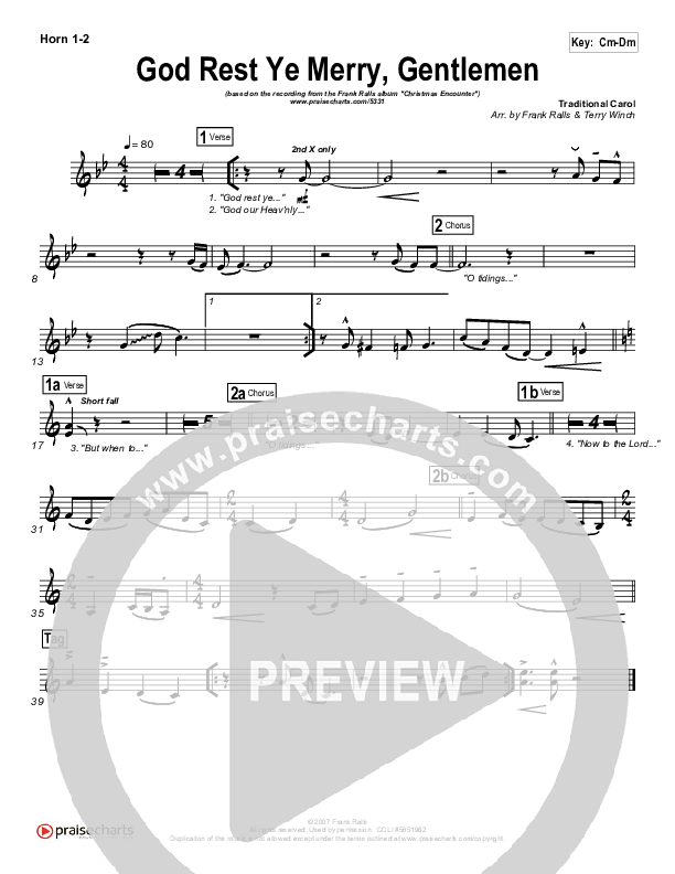 God Rest Ye Merry Gentlemen French Horn 1/2 (Frank Ralls)