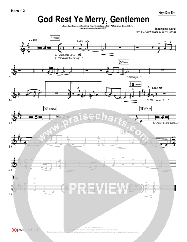 God Rest Ye Merry Gentlemen French Horn 1/2 (Frank Ralls)