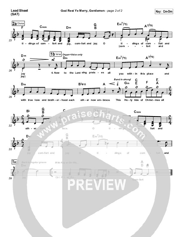 God Rest Ye Merry Gentlemen Lead Sheet (Frank Ralls)