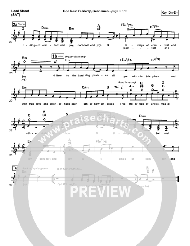 God Rest Ye Merry Gentlemen Lead Sheet (Frank Ralls)