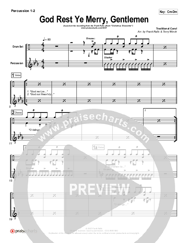 God Rest Ye Merry Gentlemen Percussion 1/2 (Frank Ralls)