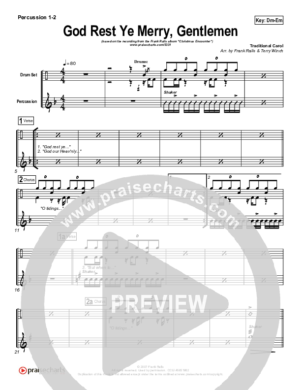 God Rest Ye Merry Gentlemen Percussion 1/2 (Frank Ralls)