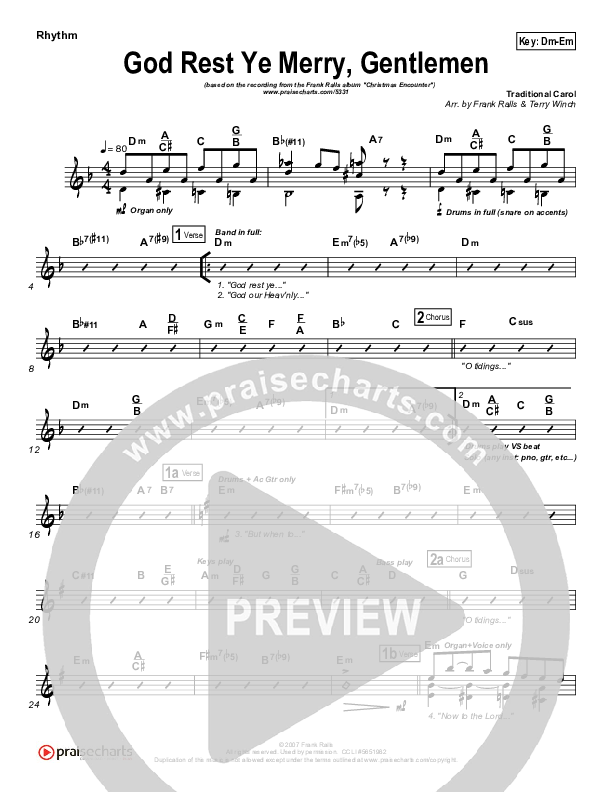 God Rest Ye Merry Gentlemen Rhythm Chart (Frank Ralls)