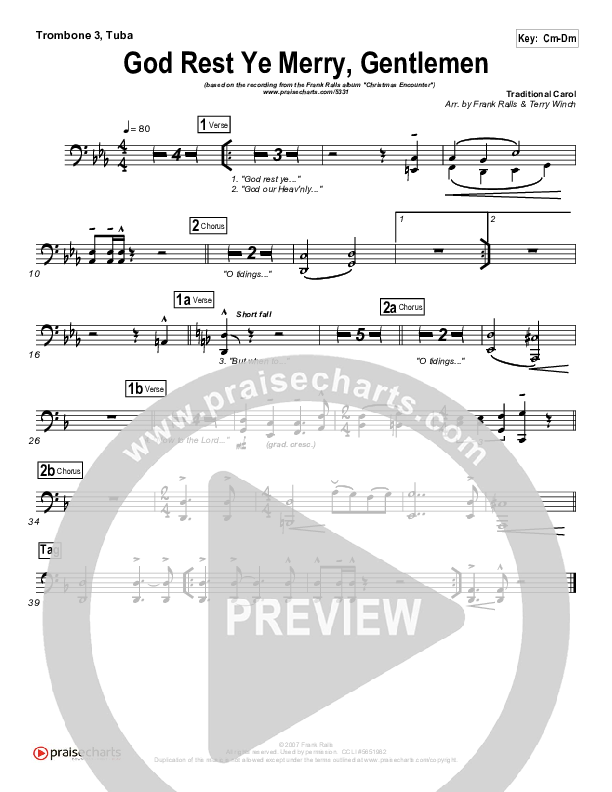 God Rest Ye Merry Gentlemen Trombone 3/Tuba (Frank Ralls)