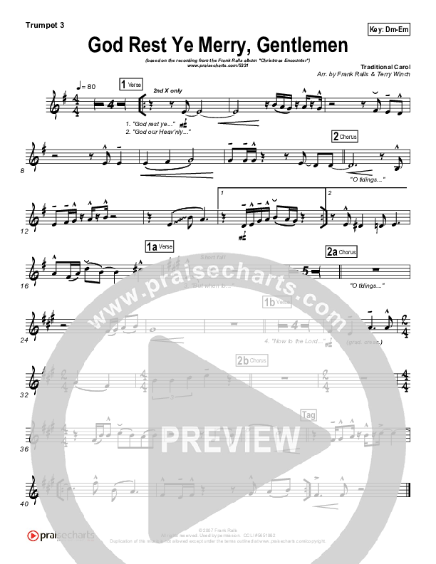 God Rest Ye Merry Gentlemen Trumpet 3 (Frank Ralls)