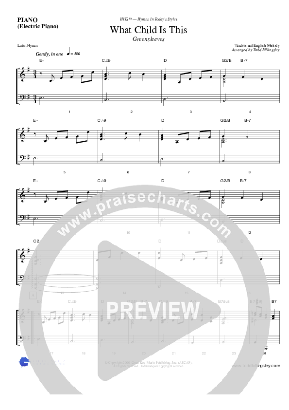 What Child Is This Piano Sheet (Todd Billingsley)