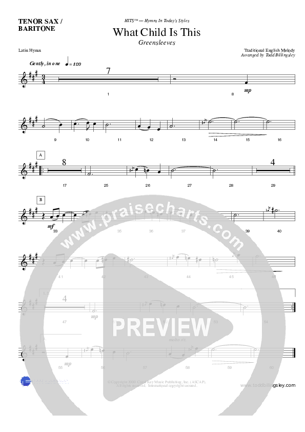 What Child Is This Tenor Sax/Baritone T.C. (Todd Billingsley)