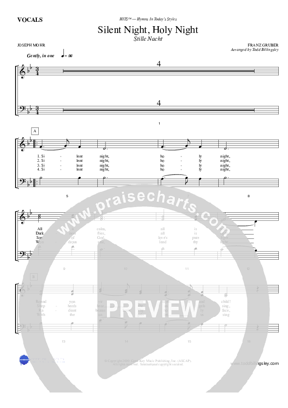 Silent Night Choir Sheet (Todd Billingsley)