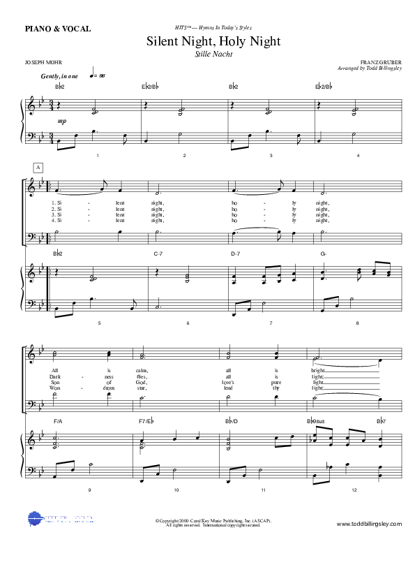 Silent Night Piano/Vocal & Lead (Todd Billingsley)