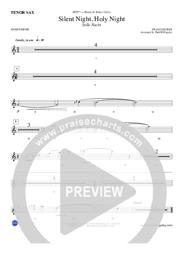 Silent Night Tenor Sax 2 (Todd Billingsley)