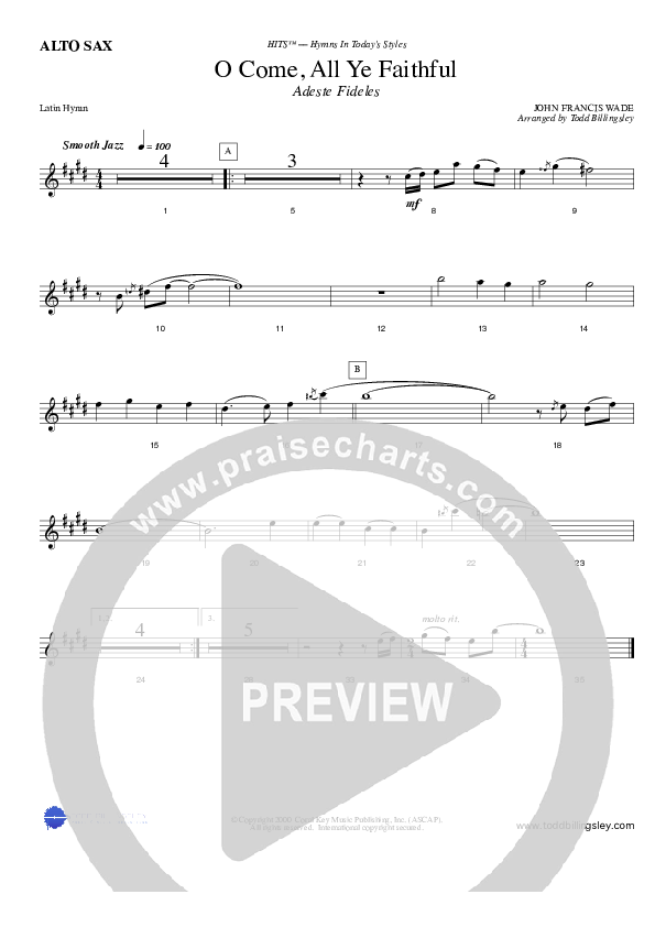 O Come All Ye Faithful Alto Sax (Todd Billingsley)