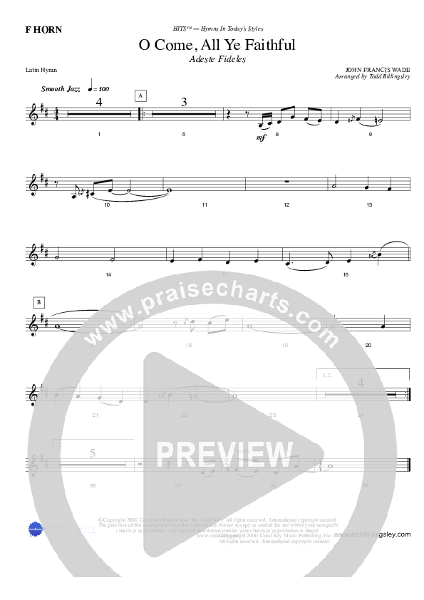 O Come All Ye Faithful French Horn (Todd Billingsley)