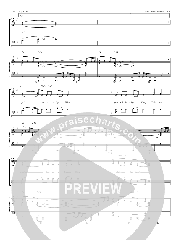 O Come All Ye Faithful Piano/Vocal (Todd Billingsley)