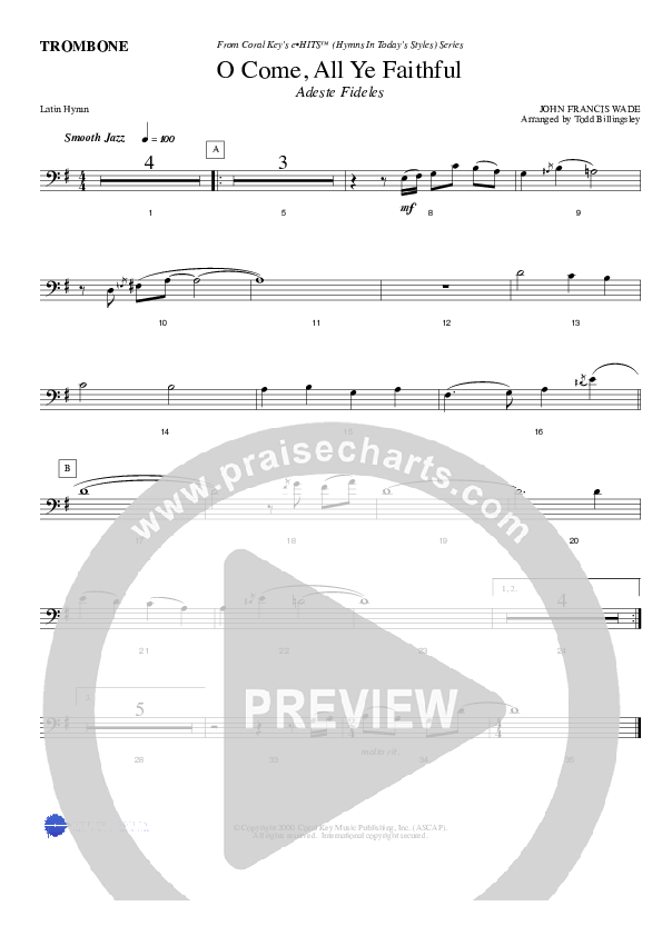 O Come All Ye Faithful Trombone (Todd Billingsley)