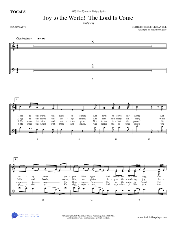 Joy To The World Choir Sheet (Todd Billingsley)