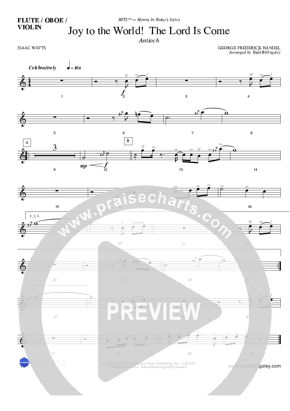 Joy To The World Flute/Oboe (Todd Billingsley)