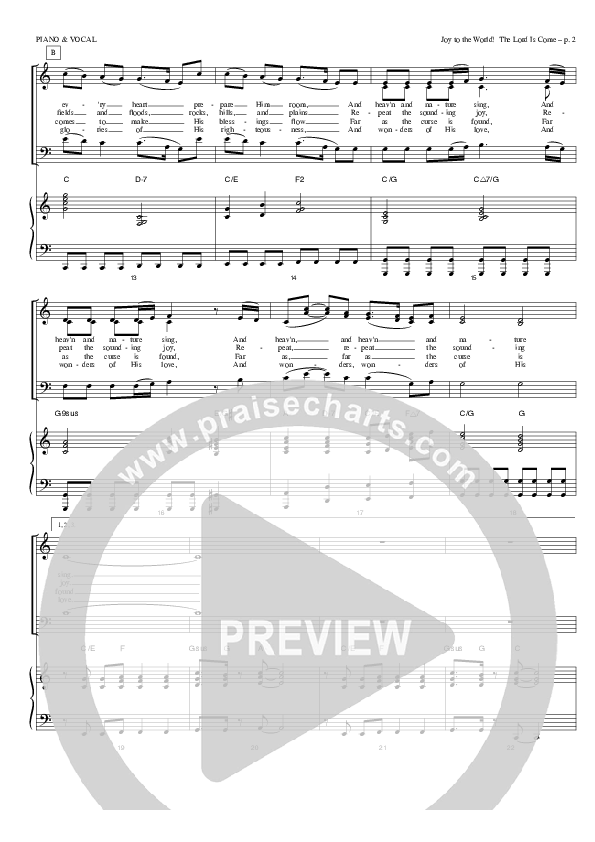 Joy To The World Piano/Vocal (Todd Billingsley)