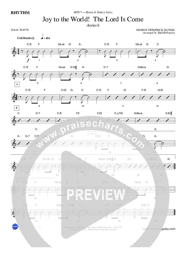 Joy To The World Rhythm Chart (Todd Billingsley)