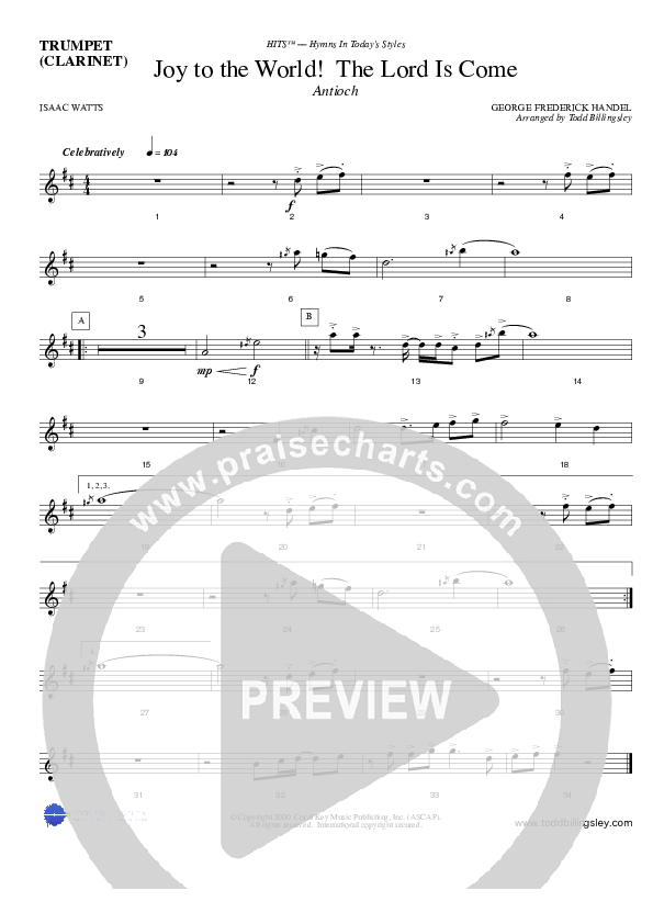 Joy To The World Trumpet (Todd Billingsley)