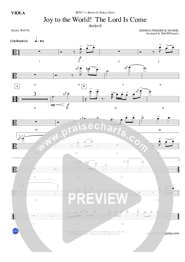 Joy To The World Viola (Todd Billingsley)