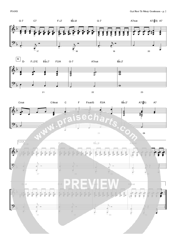 God Rest Ye Merry Gentlemen Piano Sheet (Todd Billingsley)