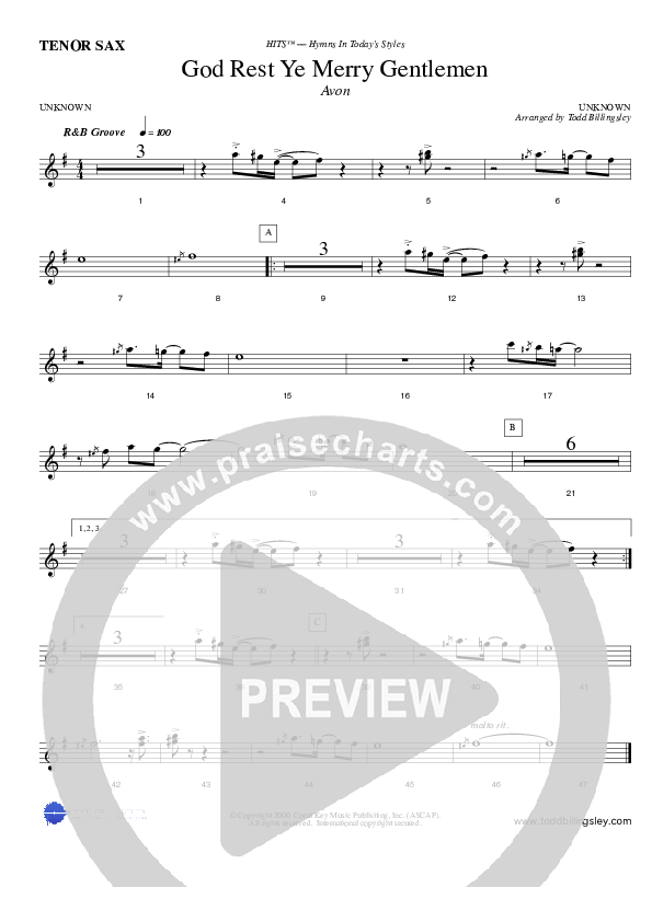 God Rest Ye Merry Gentlemen Tenor Sax 2 (Todd Billingsley)