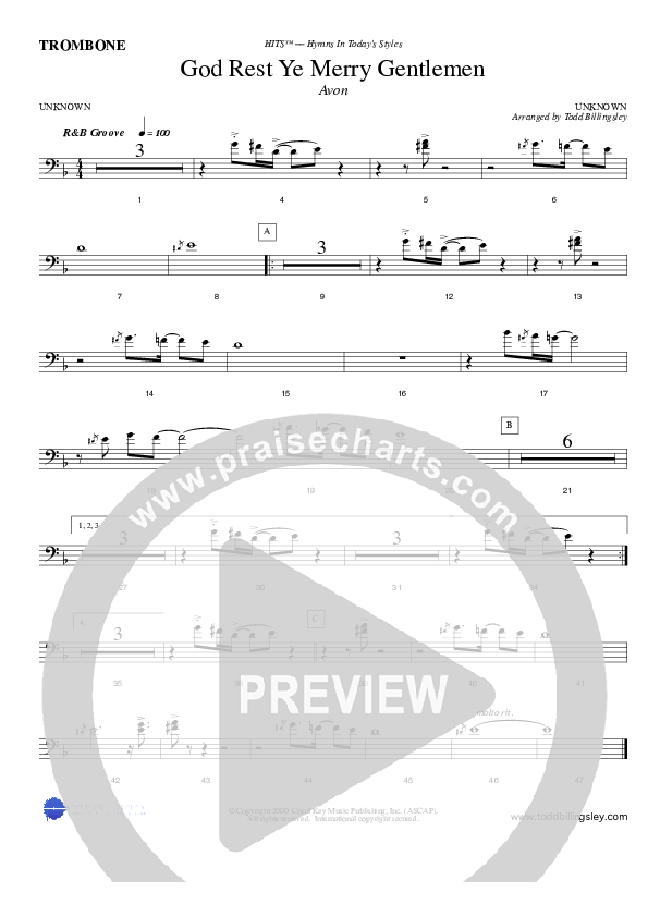 God Rest Ye Merry Gentlemen Trombone (Todd Billingsley)
