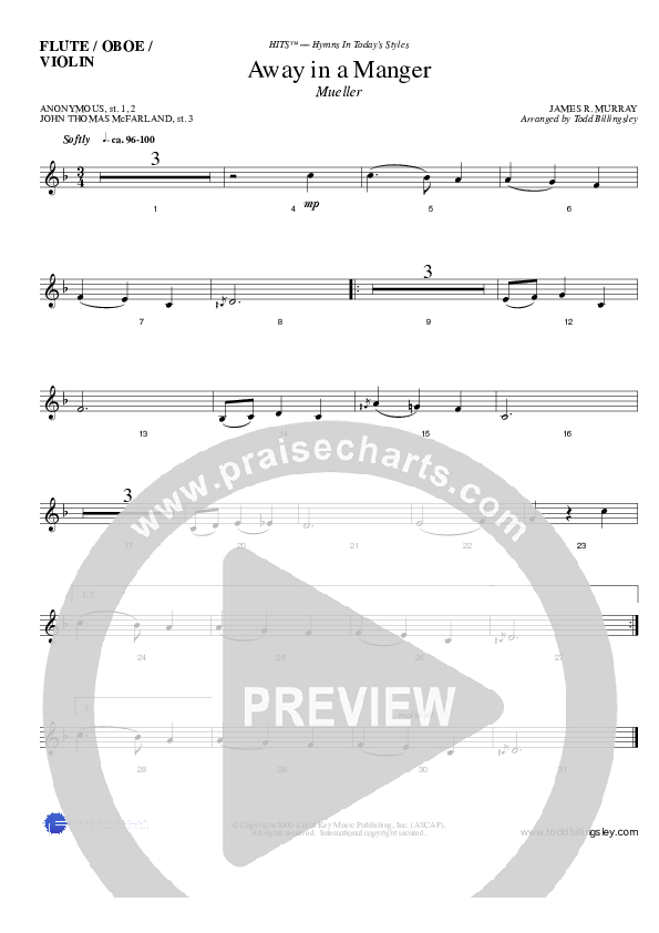 Away In A Manger Flute/Oboe (Todd Billingsley)