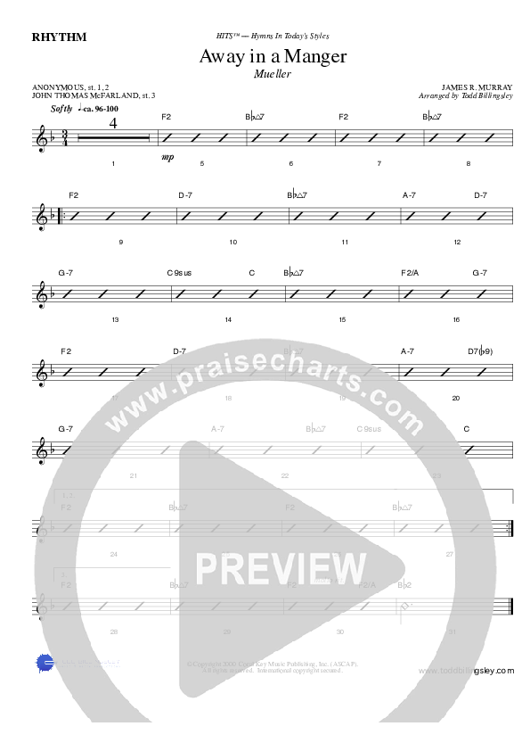 Away In A Manger Rhythm Chart (Todd Billingsley)