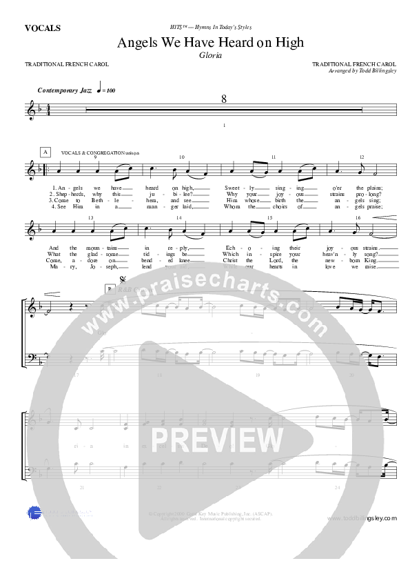 Angels We Have Heard on High Choir Sheet (Todd Billingsley)
