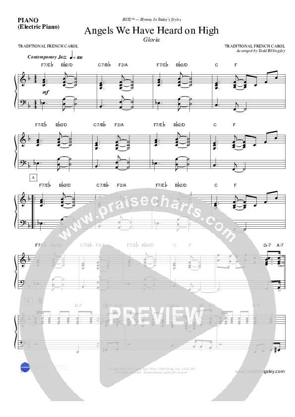 Angels We Have Heard on High Piano Sheet (Todd Billingsley)