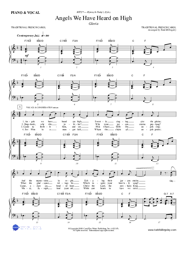 Angels We Have Heard on High Lead & Piano (Todd Billingsley)