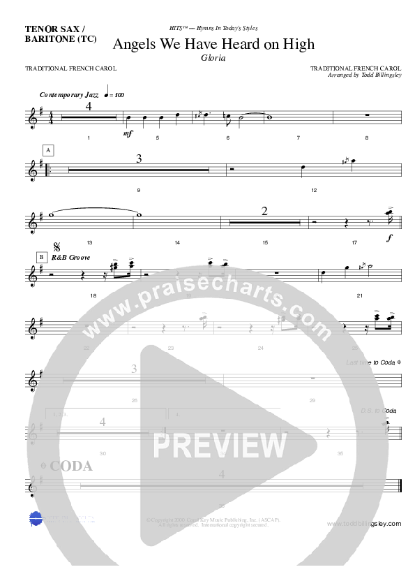 Angels We Have Heard on High Tenor Sax/Baritone T.C. (Todd Billingsley)